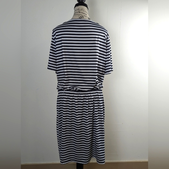 Shein| Black and White Striped Midi Dress - Picture 2 of 8